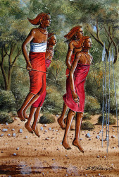 Ndeveni - Maasai Morans Dancing Near the Forest