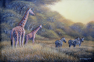 Mugwe - Giraffe and Zebra in High Grass