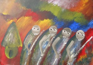 Joseph Juna-Four Oarsmen by Hut