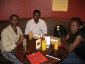 In the Java House with Joseph Thiongo, fellow artist Ndichu Njuguna, and my wife