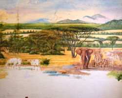 A better look at the animals and mountain taking shape